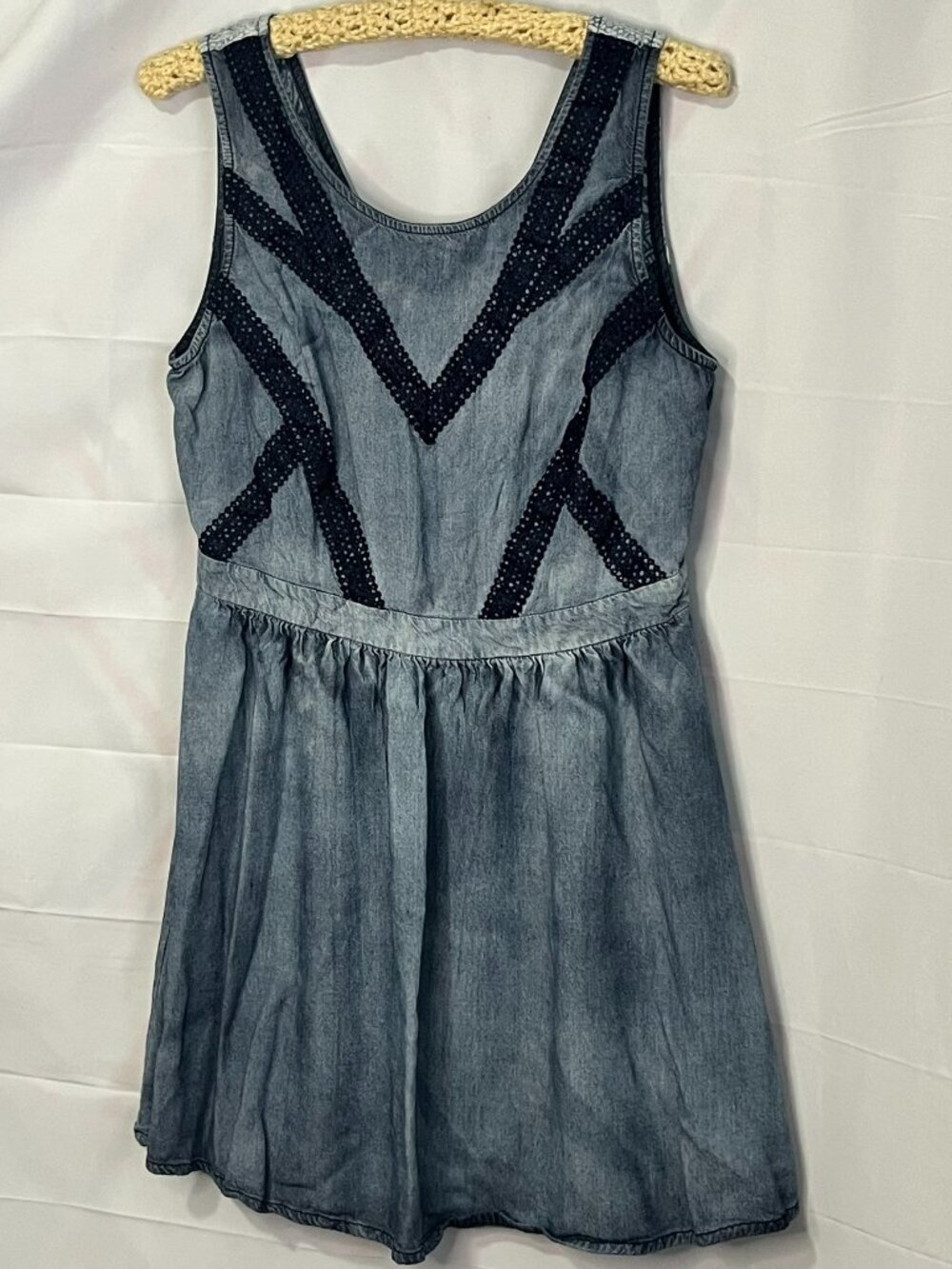 Miss Me Sweet surprise Chambray Mini Dress Women Size Large Blue "denim" color